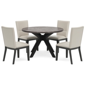 Glinari Dining Table and 4 Chairs, Taupe/Black