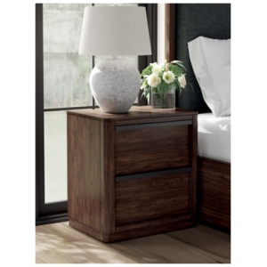 Kendamor 26" 2 Drawer Nightstand, Dark Brown