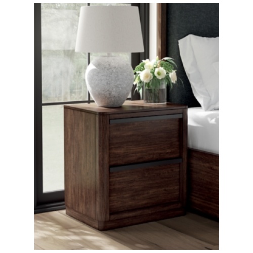 Kendamor 26" 2 Drawer Nightstand, Dark Brown
