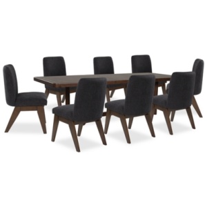 Kendamor Dining Table and 8 Chairs, Dark Brown