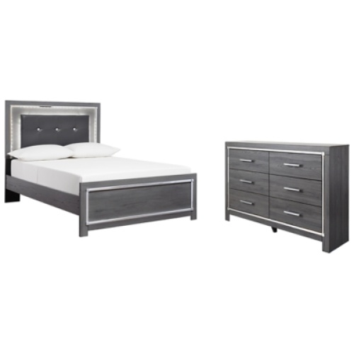 Lodanna Full Panel Bed with Dresser, Gray