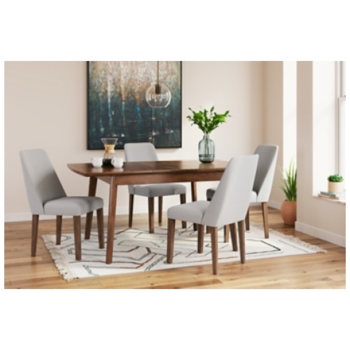 Lyncott Dining Table and 4 Chairs, Gray/Brown