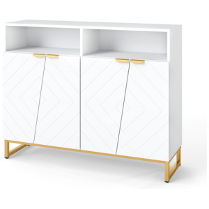 Modern Sideboard Cabinet with 4 Doors and Adjustable Shelves-White