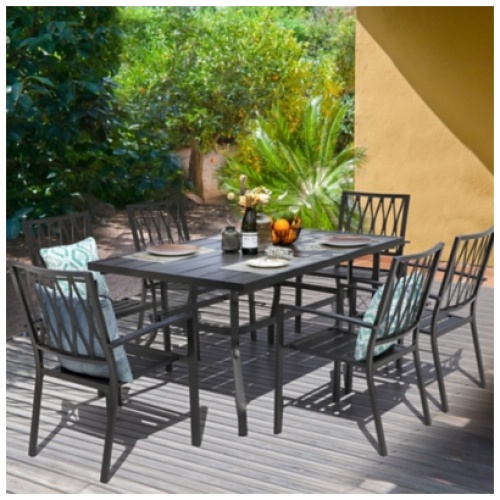 Nuu Garden Outdoor Dining Table and 6 Chairs, Black