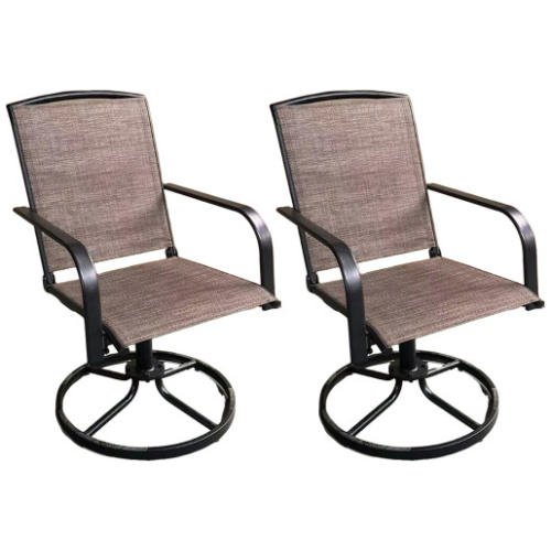 Outdoor Swivel Chairs Set of 2 with High Back and Breathable Seat-Gray