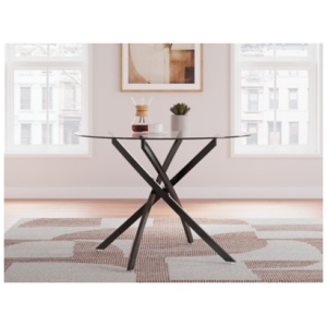 Pharwynn Dining Table, Black, Glass/Metal