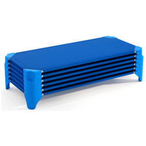 Portable 6 Pack Stackable Daycare Cots Sleeping Bed for Kids 52 Inch-Blue
