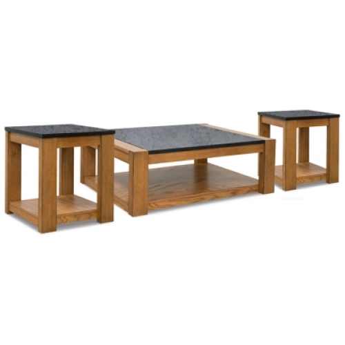 Quentina Coffee Table with 2 End Tables, Light Brown/Black