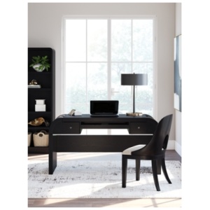Rowanbeck Home Office Desk with Chair, Black