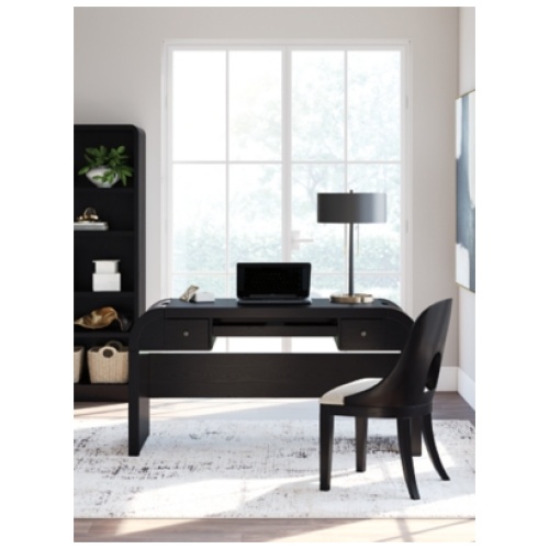Rowanbeck Home Office Desk with Chair, Black