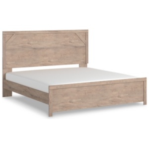 Senniberg King Panel Bed, Light Brown/White