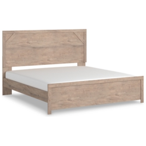 Senniberg King Panel Bed, Light Brown/White