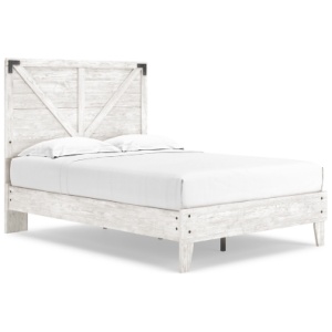 Shawburn Full Crossbuck Panel Platform Bed, White/Dark Charcoal Gray