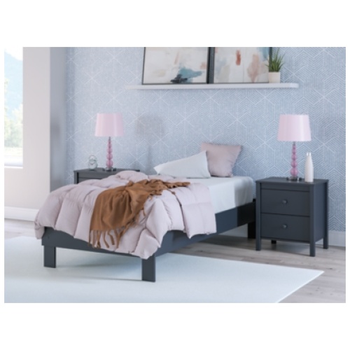 Simmenfort Twin Platform Bed, Navy Blue
