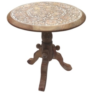 The Urban Port Carved Side Table, Brown