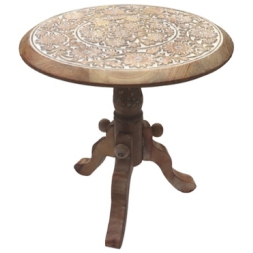 The Urban Port Carved Side Table, Brown