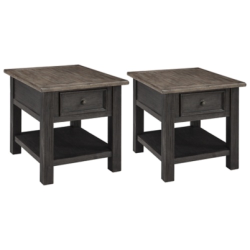 Tyler Creek 2 End Tables, Grayish Brown/Black