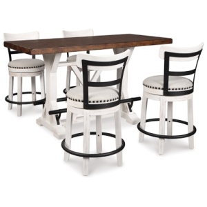 Valebeck Counter Height Dining Table and 4 Barstools, White