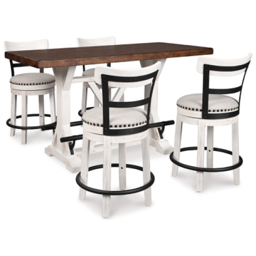 Valebeck Counter Height Dining Table and 4 Barstools, White