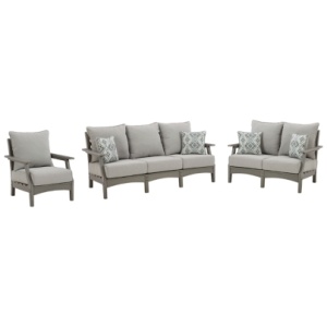 Visola Outdoor Sofa, Loveseat and Chair, Gray