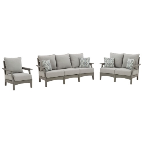 Visola Outdoor Sofa, Loveseat and Chair, Gray