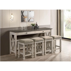 Waverly 18" Wide Counter Height Console Table and 4 Stools