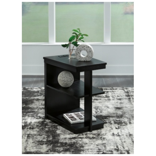 Winbardi Chairside End Table, Black