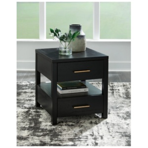 Winbardi End Table with USB Charging, Black