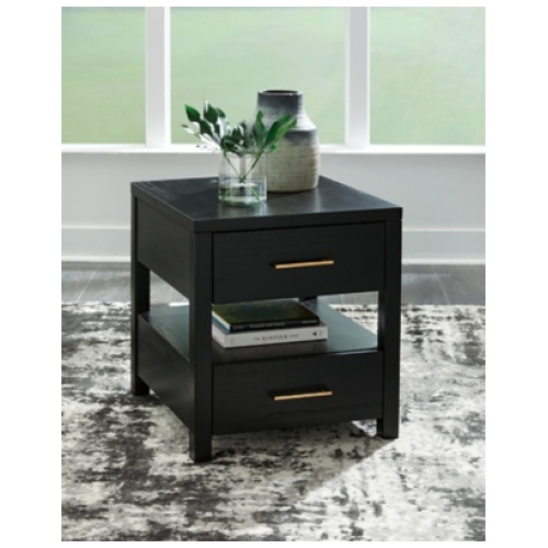 Winbardi End Table with USB Charging, Black