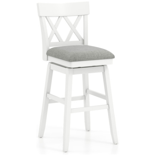 30 Inch Bar Stool with Contoured Backrest and Swivel Padded Seat-Gray