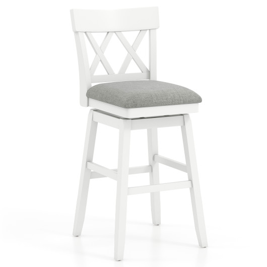 30 Inch Bar Stool with Contoured Backrest and Swivel Padded Seat-Gray