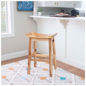 Acacia Saddle Bar Height Bar Stool, Natural