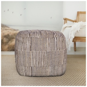 Andros Geometric Cube Pouf, Brown