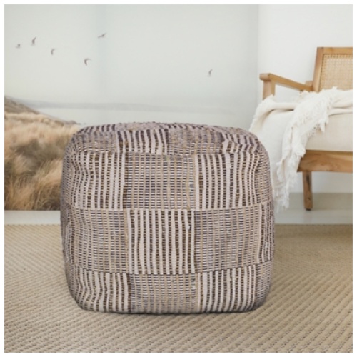 Andros Geometric Cube Pouf, Brown