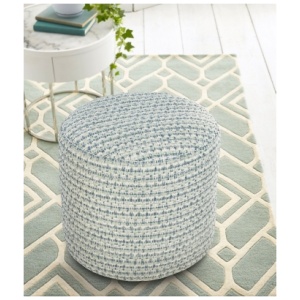 Atlantis Geometric Indoor/Outdoor Pouf, Blue