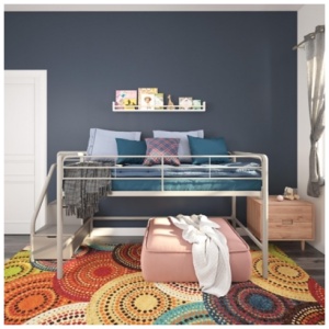 Atwater Living Kaden Junior Twin Loft bed with Storage Steps, Silver/Gray