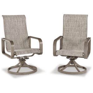 Beach Front Outdoor Sling Swivel Chair (Set of 2), Beige