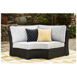 Beachcroft Outdoor Curved Corner Chair, Black/Light Gray