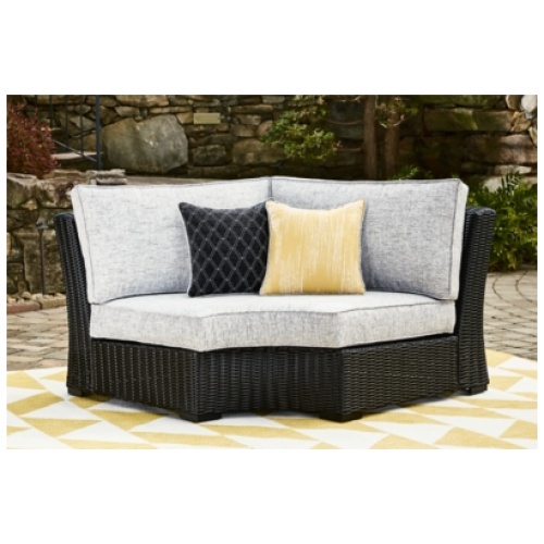 Beachcroft Outdoor Curved Corner Chair, Black/Light Gray