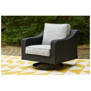 Beachcroft Outdoor Swivel Lounge Chair, Black/Light Gray
