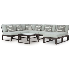 Beachloft 8-Piece Sectional with Ottoman and Coffee Table, Black
