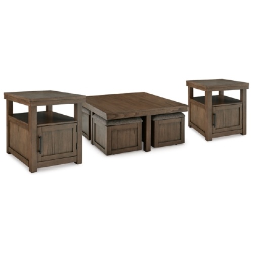 Boardernest Coffee Table with 2 End Tables, Brown