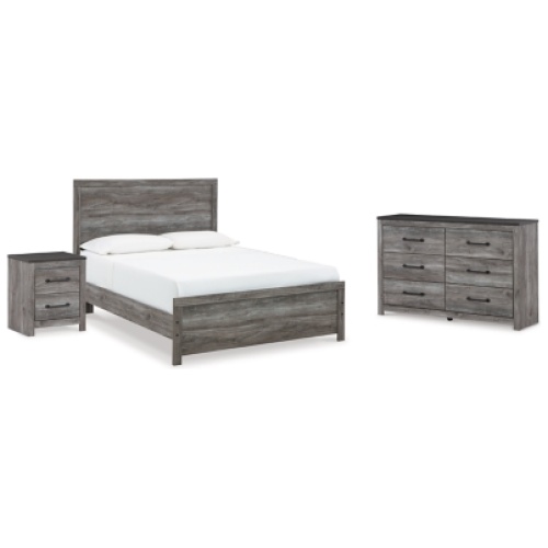 Bronyan Queen Panel Bed with Dresser and Nightstand, Dark Gray