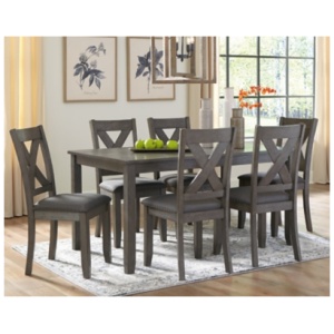 Caitbrook Dining Table and 6 Chairs Set, Gray