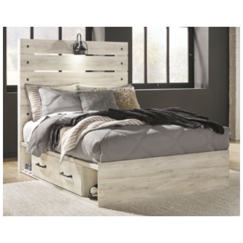 Cambeck Full Panel Bed with 4 Storage Drawers, Whitewash