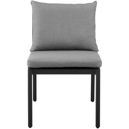 Cayman Outdoor Patio Dining Chairs in Aluminum with Gray Cushions - Set of 2