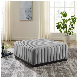 Conjure Upholstered Ottoman, Black/Light Gray