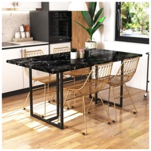 CosmoLiving Astor Dining Table, Black Marble