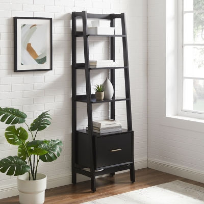 Crosley Furniture Landon 70" Etagere Bookcase, Matte Black