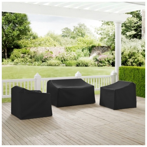 Crosley Furniture Outdoor Loveseat and 2 Chair Covers, Black